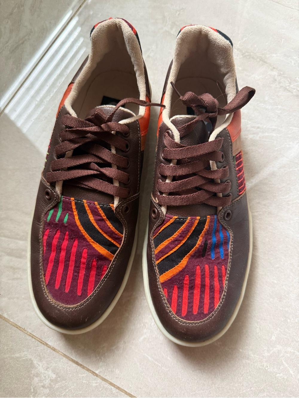Motalas handmade leather and embroidered sneakers